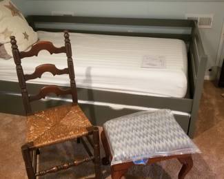 Chair; needlepoint stool