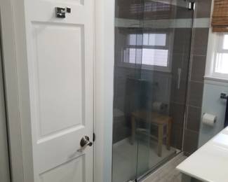 Barn-style glass showerr doors