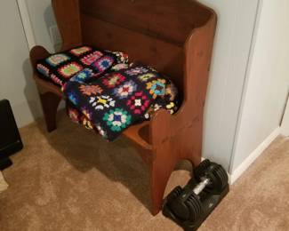 Afghan; bench. Weights