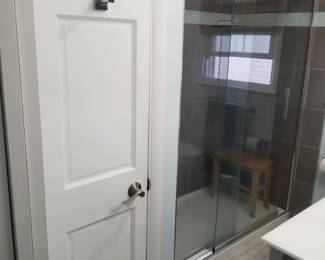 Barn-style glass shower doors