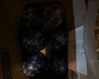 Set of Decorative Spheres with Floral Pattern