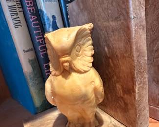 Carved Alabaster Owl Bookends second image