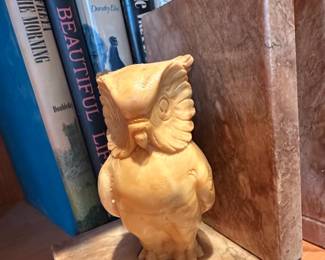 Carved Alabaster Owl Bookends third image