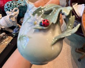 Franz Collection Porcelain Pitcher with Ladybug and Daisies second image