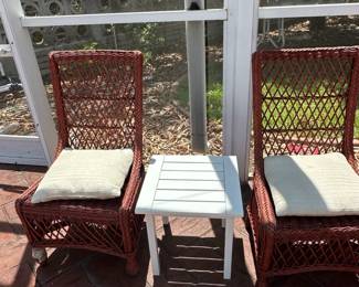 Wicker Patio Chairs and Side Table Set