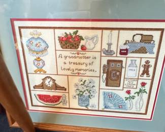 Framed CrossStitch A Grandmother is a Treasury of Lovely Memories