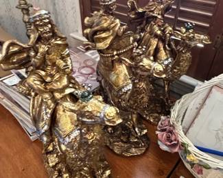 GoldTone Three Wise Men on Camels Nativity Figurines