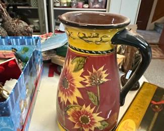 Pier HandPainted Ceramic Sunflower Pitcher