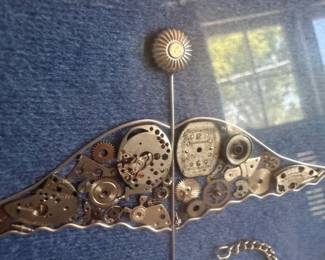 Caduceus Assemblage Art with Watch Parts and Chain second image