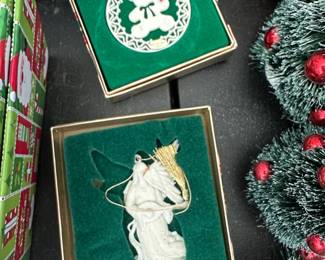 Avon Lenox Limited Edition Christmas Ornaments Teddy Bear and Angel