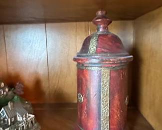 Red Tole Peinte Tea Canister Lamp