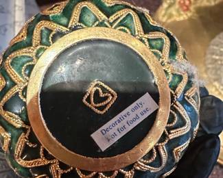 Decorative Enameled Metal Pineapple Box with GoldTone Accents second image