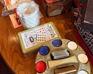 Mexican Train Dominoes Set with Chips and Holder