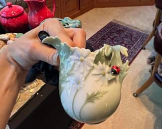 Franz Collection Porcelain Pitcher with Ladybug and Daisies