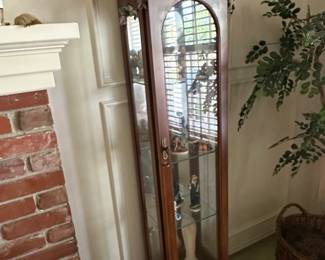 Vintage Curio Cabinet with Glass Doors and Shelves