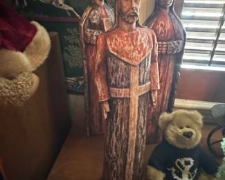 Set of Three Carved Wooden Nativity Figures Three Wise Men