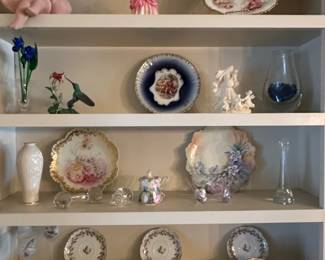 Collection of Decorative Porcelain and Crystal Items, including Dresden Lace and R.S. Prussia style pieces