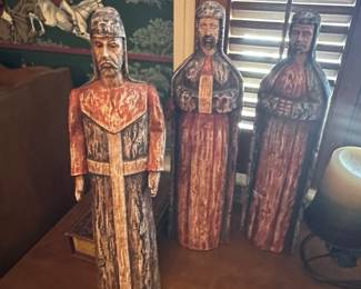 Set of Three Carved Wooden Wise Men Figures