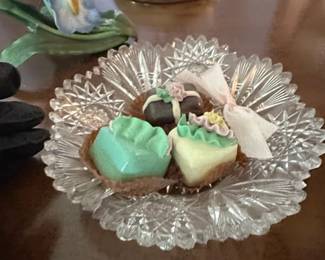 Cut Crystal Candy Dish with Petit Fours