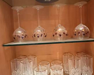 Pampered Chef Dots Wine Glasses and Crystal Tumblers Set