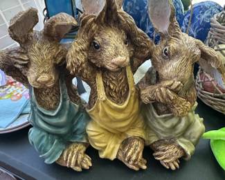 Chrisdon Three Rabbits See No Evil, Hear No Evil, Speak No Evil Figurine