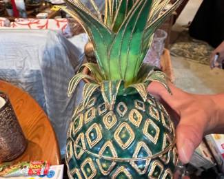 Vintage Enameled Pineapple Trinket Box second image