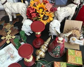 Assorted Holiday Decorative Items, including Jim Shore Angel and Decorative Turkey