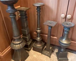 Set of Five Decorative Pedestal Candlesticks