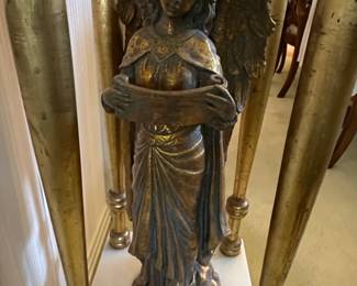 Bronze Angel Statue with Scroll