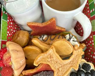 Christmas Cookie Charcuterie Board with Coffee and Milk
