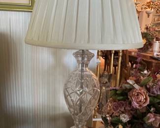 Waterford Crystal Table Lamp with Pleated Shade