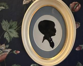 Oval Silhouette Portrait Frame with Childs Profile