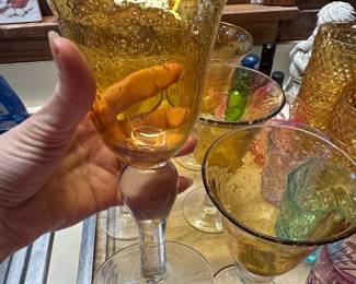 Artland Iris Amber Bubble Goblets