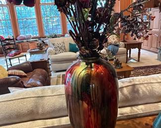 Heather Ann Creations Foiled Lacquered Ceramic Vase with Faux Floral Arrangement