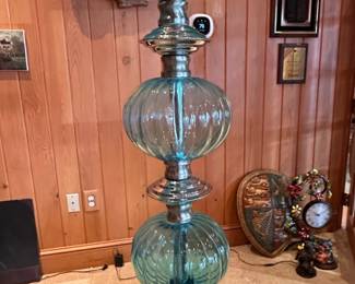 Pier Imports Aqua Glass Stacked Ball Floor Lamp second image