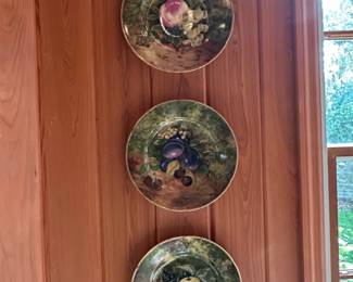 Rochard Limoges France Decorative Plates with Fruit Motif Set of 