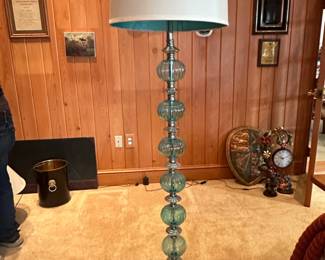 Pier Imports Aqua Glass Stacked Ball Floor Lamp