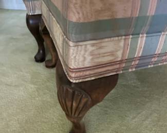 Drexel Heritage Wingback Armchair and Ottoman Set with Plaid Upholstery second image