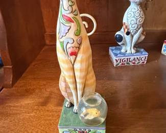 Jim Shore Heartwood Creek Jilly Cat Figurine with Fishbowl