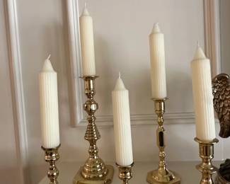 Set of Mismatched Brass Candlesticks