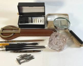 Calligraphy Pens, Inkwell, Magnifying Glasses and More