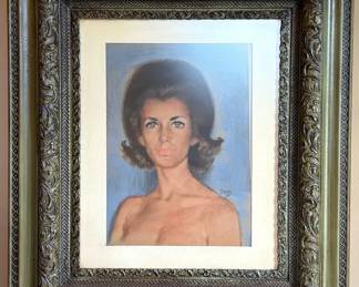 Framed Chalk Portrait Signed and Dated by Artist
