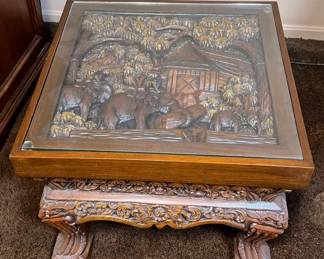 Carved Wood Side Table Imported From India