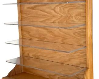 Oak 5Shelf Display Case with Plexiglass Cover, New