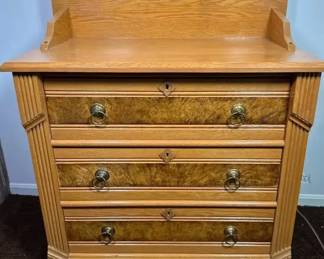 Oak Three Drawer Washstand, Antique