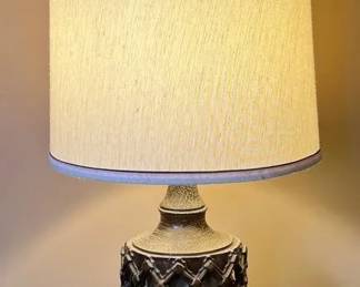Table Lamp Featuring Openwork Base And Oversize Shade