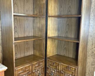 Mid Century Mediterranean Style Bookshelves Pair