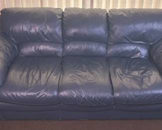 Sofa 3 Seater Featuring Navy Leather