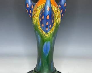 03 Italian Faience Figural Peacock Vase