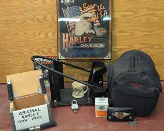Motorcycle Stand With HarleyDavidson Foot Pegs And Collectibles